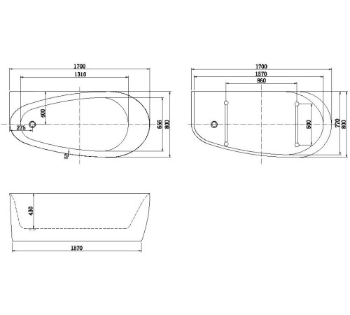 Акриловая ванна Allen Brau Priority 2 170x80 2.31002.20