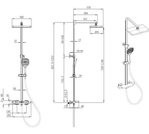 Душевая стойка Allen Brau Infinity 5.21030-31 черный матовый