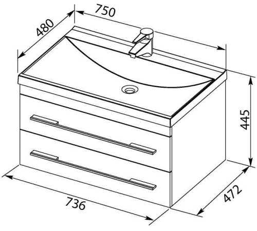 Тумба с раковиной Aquanet Нота 75 белый