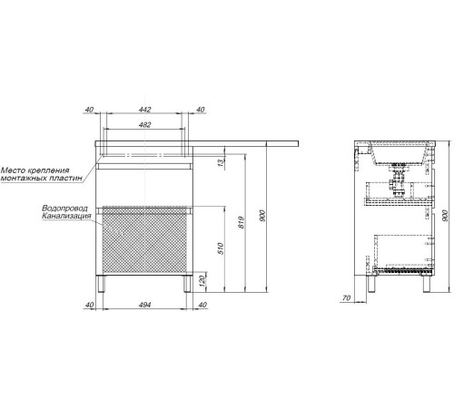 Тумба под раковину Aquanet Вега 68 белый глянец
