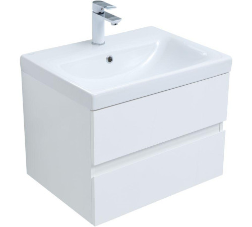 Тумба под раковину Aquanet Беркли 60 белый глянец (2 ящика)