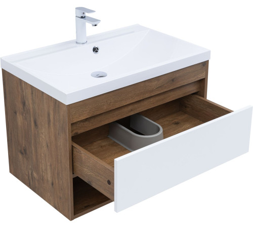 Тумба под раковину Aquanet Тренд 75 дуб рустикальный/белый сатин