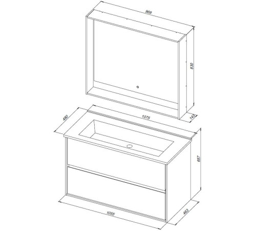Тумба под раковину Aquanet Милан 105 дуб рошелье