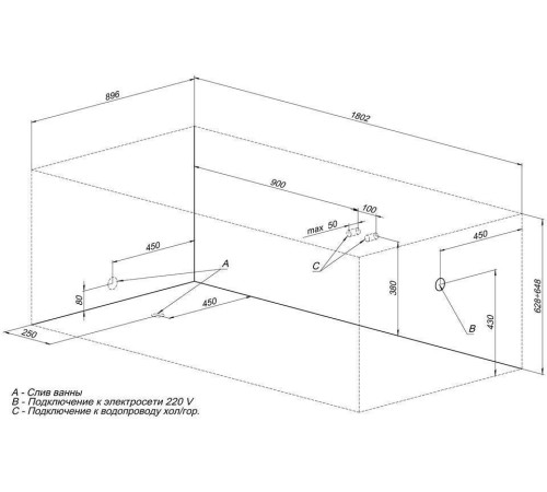 Акриловая ванна Aquanet Grenada 180x90 (с каркасом)