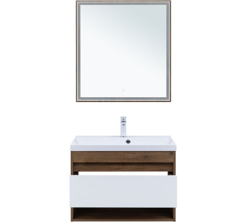 Тумба под раковину Aquanet Тренд 75 дуб рустикальный/белый сатин