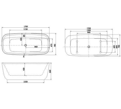 Акриловая ванна Aquanet Family Fine 170x78 95778-MW