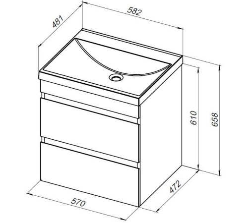 Тумба под раковину Aquanet Нота New 60 белый глянец