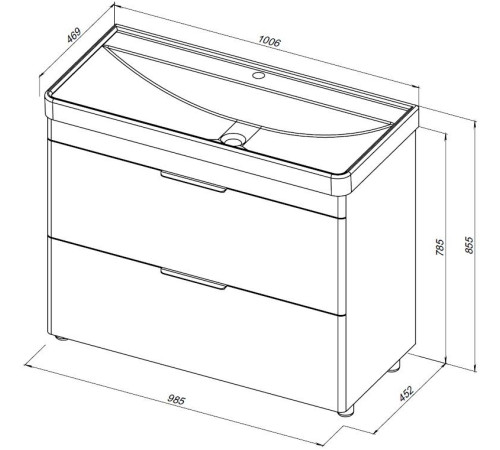 Тумба под раковину Aquanet Ирис New 100 напольная, белый глянец