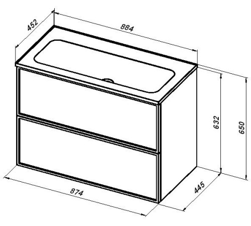 Тумба под раковину Aquanet Арт 90 ясень графит