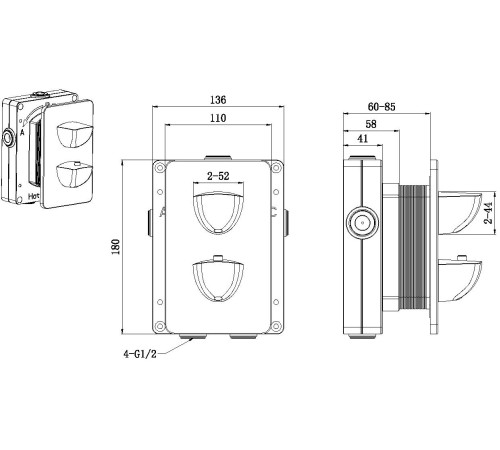 Смеситель для ванны Allen Brau Infinity 5.21216-00 (с внутренней частью, 2 выхода) хром
