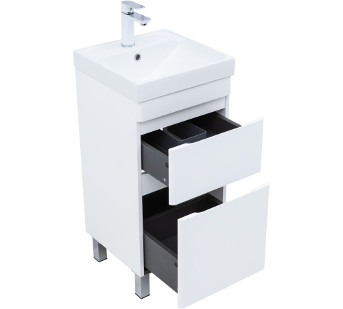 Тумба под раковину Aquanet Слим 40 напольная, белый сатин