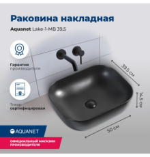 Раковина накладная Aquanet Lake-1-MB 39,5 черный