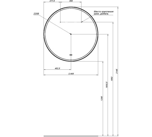 Зеркало Aquanet Тренд 90 черный