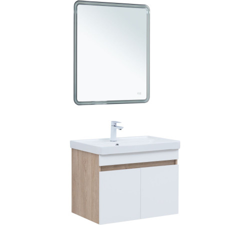 Тумба под раковину Aquanet Оптима 80 дуб светлый/белый сатин