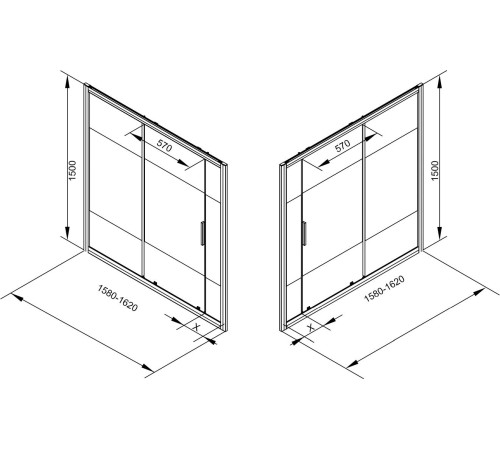 Шторка на ванну Aquanet Practic AE10-B-160H150U-CP, прозрачное стекло
