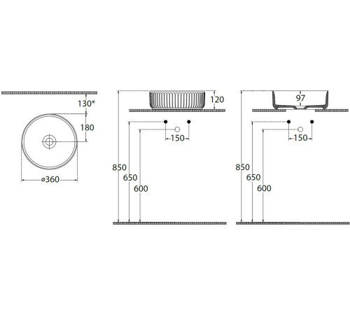 Раковина накладная Allen Brau Fantasy Line 36 4.11032.MT мятный