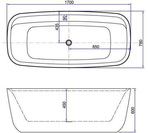 Акриловая ванна Aquanet Family Fine 170x78 95778-GW-MB