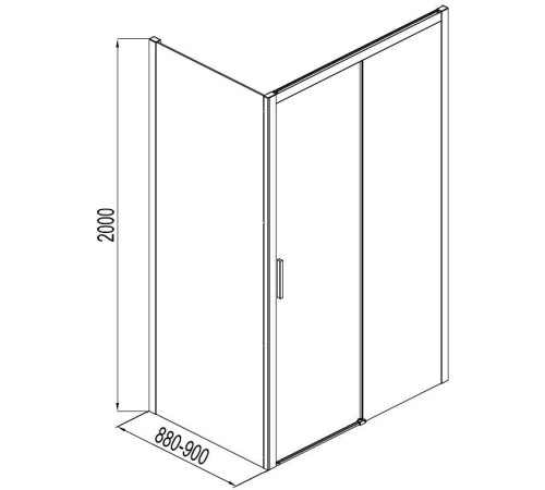 Боковая стенка Aquanet Pleasure AE60-F-90H200U-BT 90, прозрачное стекло