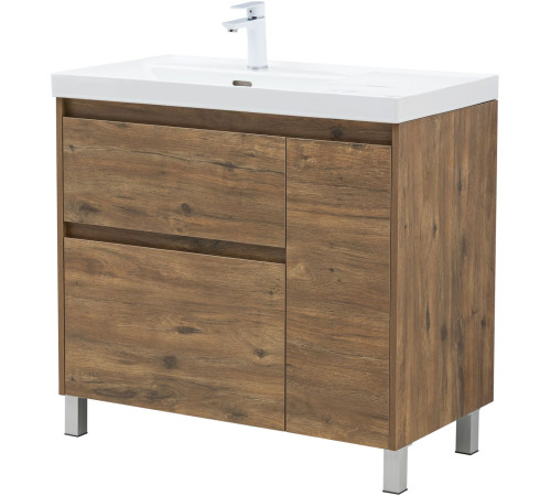 Тумба под раковину Aquanet Nova Lite 2.0 90 напольная, дуб рустикальный, левая