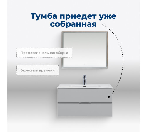 Тумба под раковину Aquanet Алвита New 100 2 ящика, серый