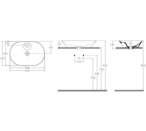 Раковина накладная Allen Brau Fantasy 60 4.11020.20 белый глянец