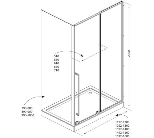 Душевой уголок Allen Brau Fantasy 140x90 3.11008.00 + 3.11013.00 хром
