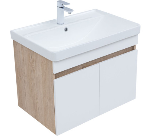 Тумба под раковину Aquanet Оптима 70 дуб светлый/белый сатин