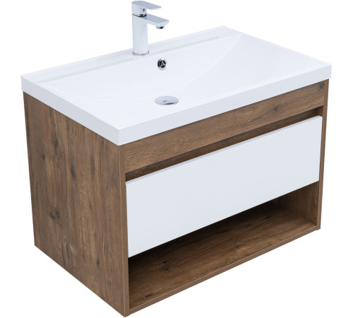 Тумба под раковину Aquanet Тренд 75 дуб рустикальный/белый сатин