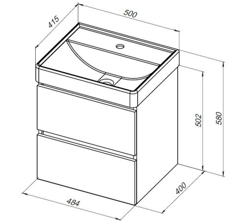 Тумба под раковину Aquanet Вега 2.0 50 мисти грин