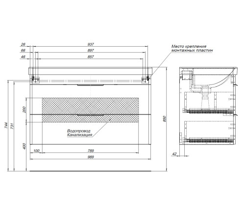 Тумба под раковину Aquanet Ирис New 100 белый глянец