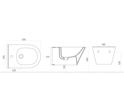 Биде подвесное Aquanet Lake LAKE-B2B черный матовый