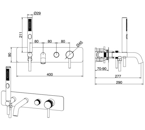 Смеситель для ванны с душем Allen Brau Priority 5.31006-BN (с внутренней частью) никель браш