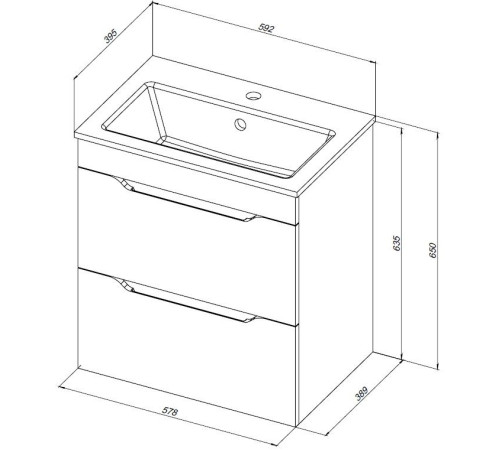 Тумба под раковину Aquanet Практика 60 белый глянец