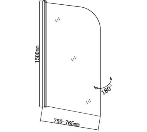 Шторка на ванну Aquanet SG-750, прозрачное стекло