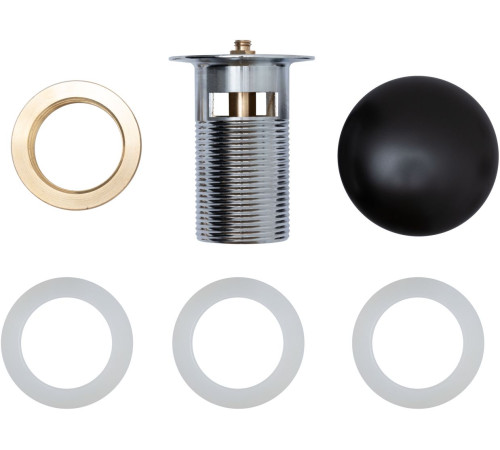 Донный клапан Aquanet черный матовый, с переливом