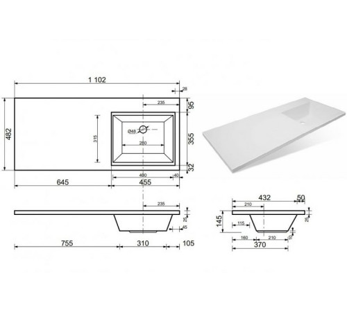 Раковина Эстет Даллас 110 R