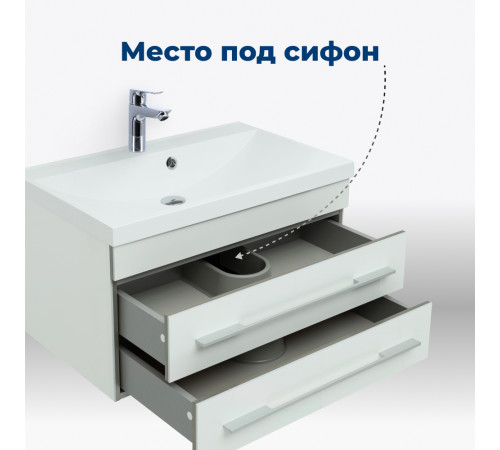 Тумба под раковину Aquanet Верона 60 белый (подвесная 2 ящика)