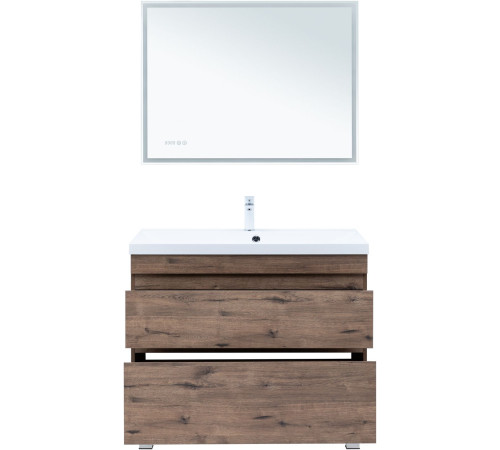 Тумба под раковину Aquanet Нота New 100 напольная, дуб веллингтон табак