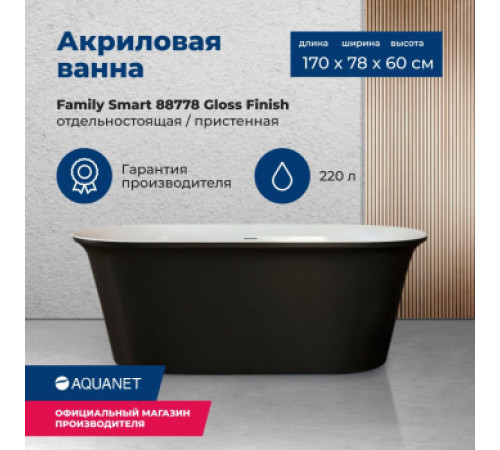 Акриловая ванна Aquanet Family Smart 170x78 88778-GW-MB