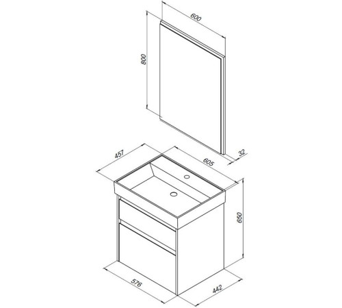 Мебель для ванной Aquanet Nova Lite 60 дуб рустикальный (2 ящика)