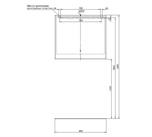 Зеркало Aquanet Милан 100 дуб светлый