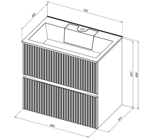 Тумба под раковину Aquanet Джейн 70 белый матовый