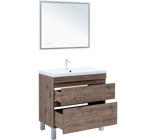 Тумба под раковину Aquanet Нота New 90 напольная, дуб веллингтон табак