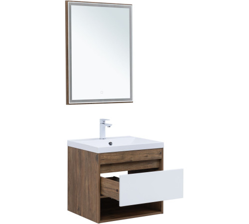 Тумба под раковину Aquanet Тренд 60 дуб рустикальный/белый сатин