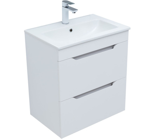 Тумба под раковину Aquanet Практика 60 белый матовый (2 ящика)
