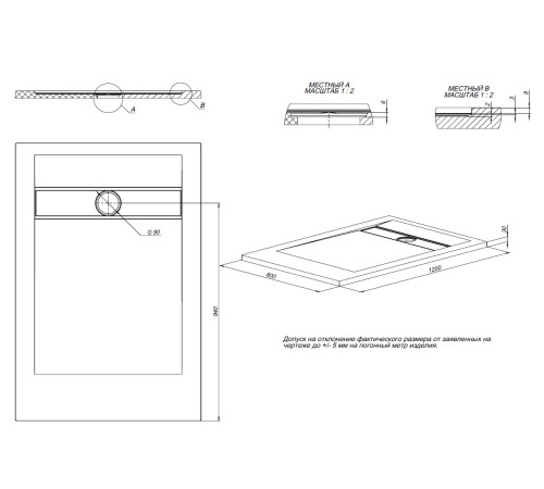 Душевой поддон Allen Brau Infinity 120x80 8.21002-AM антрацит