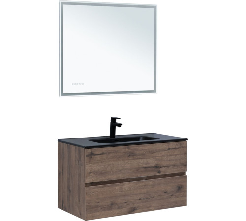 Тумба под раковину Aquanet Алвита New 90 2 ящика, дуб веллингтон табак