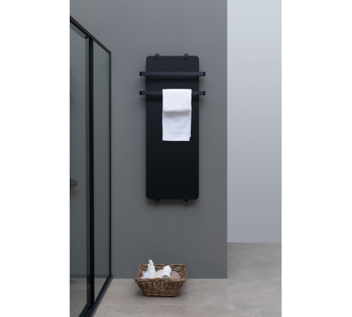 Полотенцесушитель электрический Allen Brau Infinity 120x44 с рейлингом 2.0 и креплением, черный матовый
