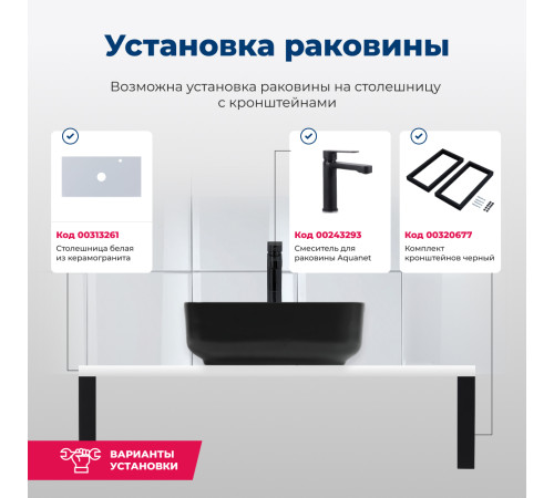 Раковина накладная Aquanet City-2-MB 38,5 черный матовый