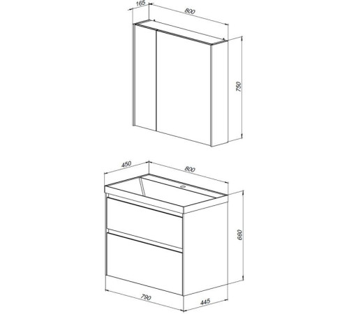 Мебель для ванной Aquanet Гласс 80 белый